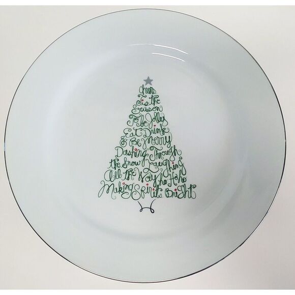 St. Nicholas Square Plate 11" Round Christmas Eat, Drink & Be Merry Holiday Tree - Picture 3 of 9